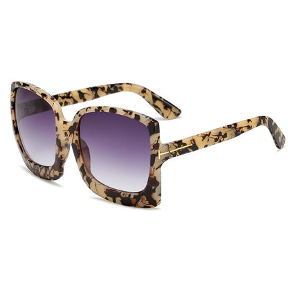 Leopard color large frame sunglasses