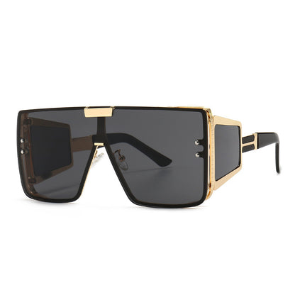 Flat-Top Retro Oversized Frame Sunglasses Wide-Leg Sunglasses Men's flat-top retro oversized frame sunglasses wide-leg sunglasses