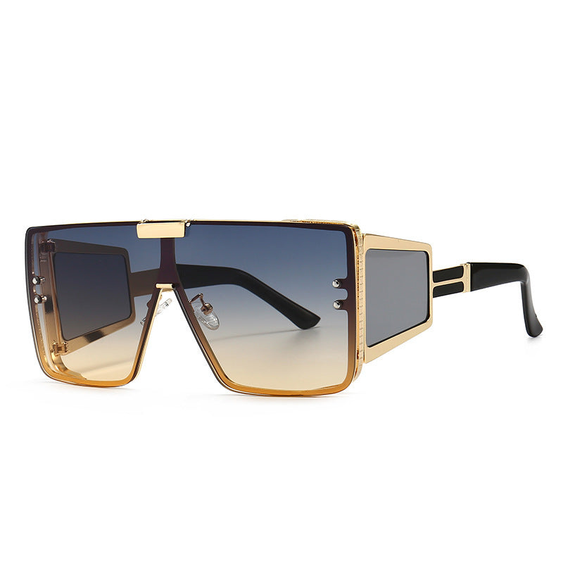 Flat-Top Retro Oversized Frame Sunglasses Wide-Leg Sunglasses Men's flat-top retro oversized frame sunglasses wide-leg sunglasses