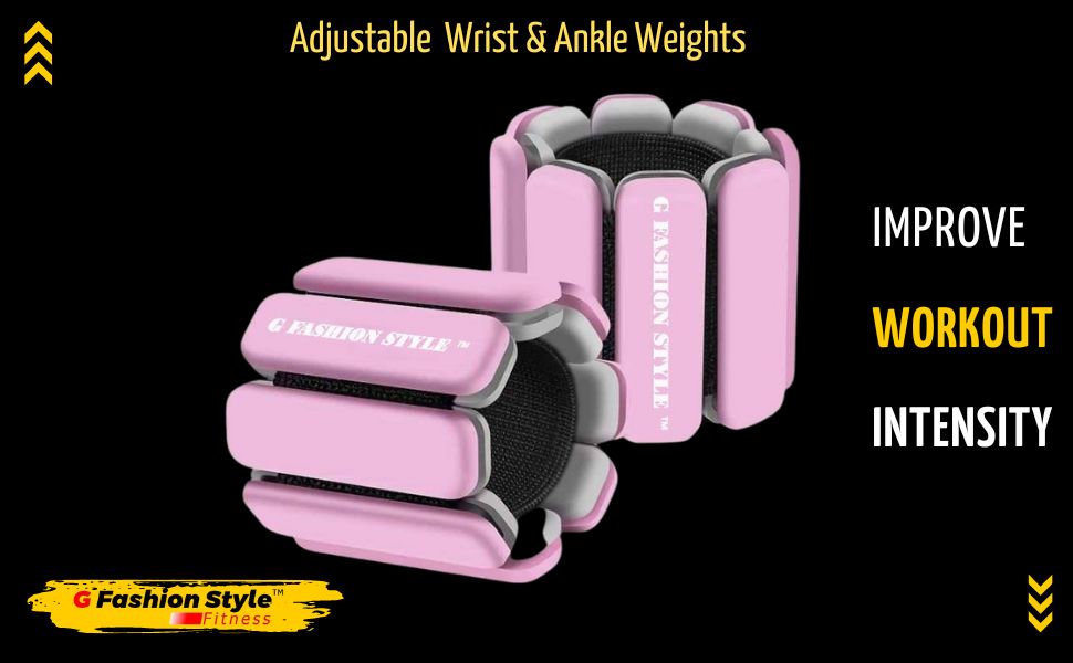Wearable Wrist & Ankle Weights, Set of 2 (1 LB each), Adjustable, Pink –