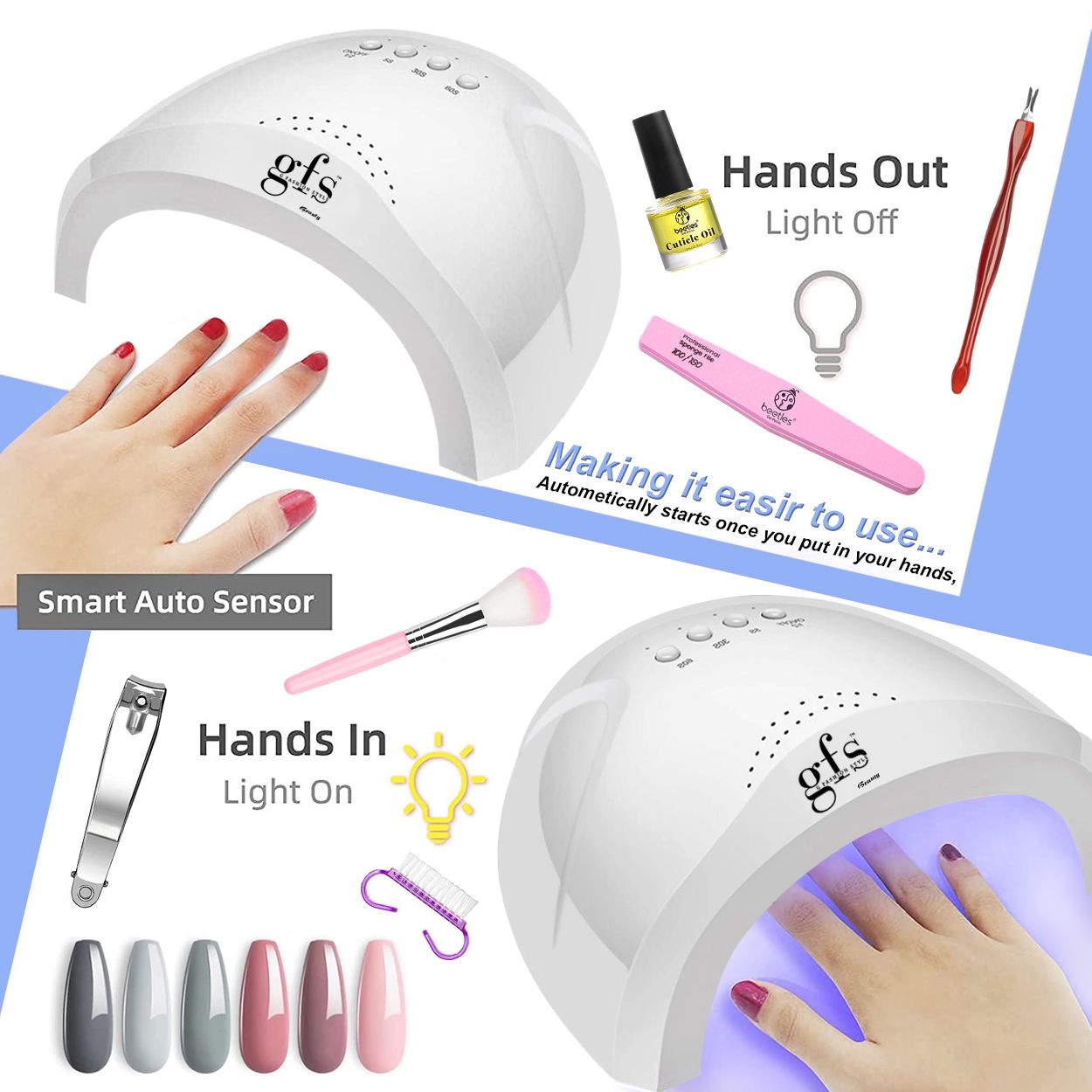 UV LED Nail Lamp, SUNUV Gel Nail Light for Nail Polish 48W UV Dryer with 3  Timers SUNone : Beauty & Personal Care 